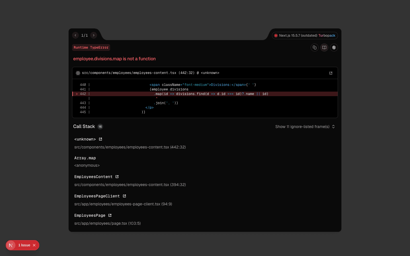 Employees page