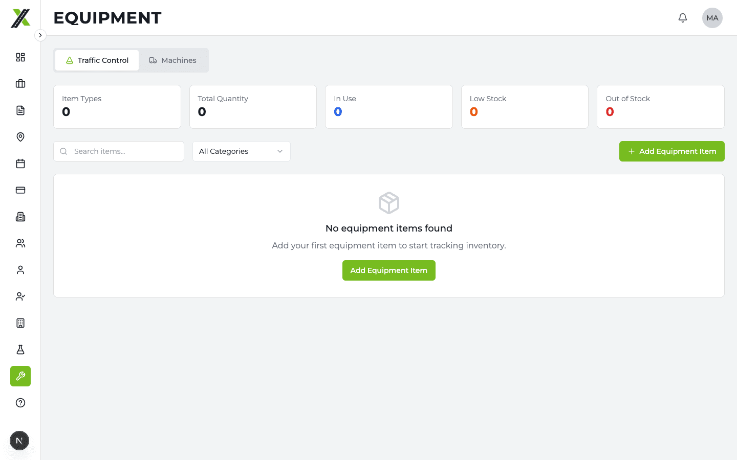 Equipment page