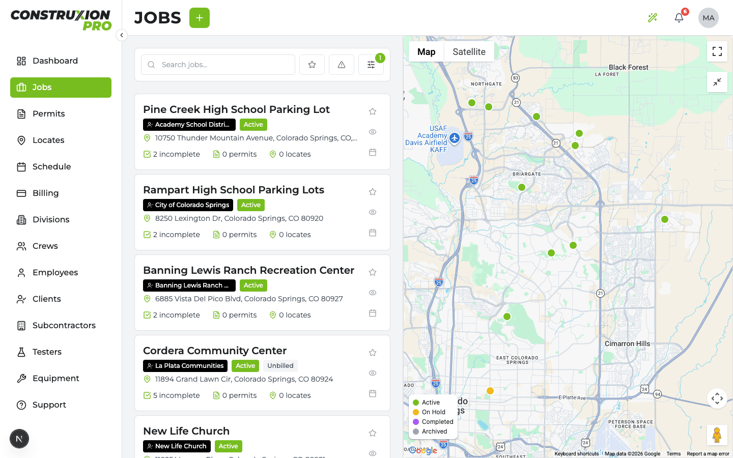 Jobs list page