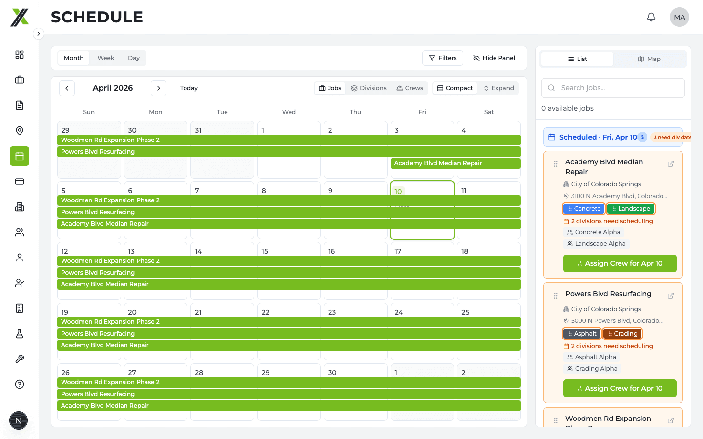 Schedule month view