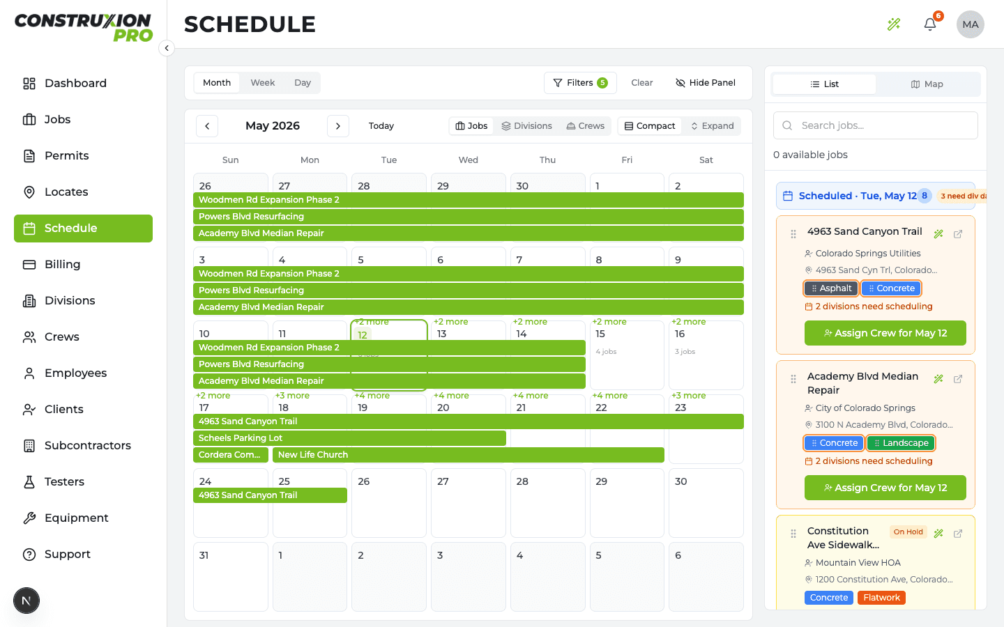 Schedule month view