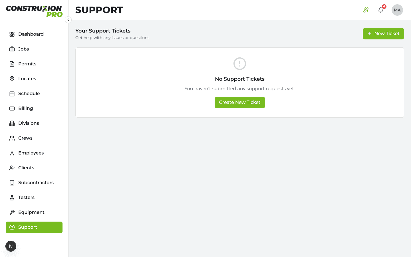 Support page