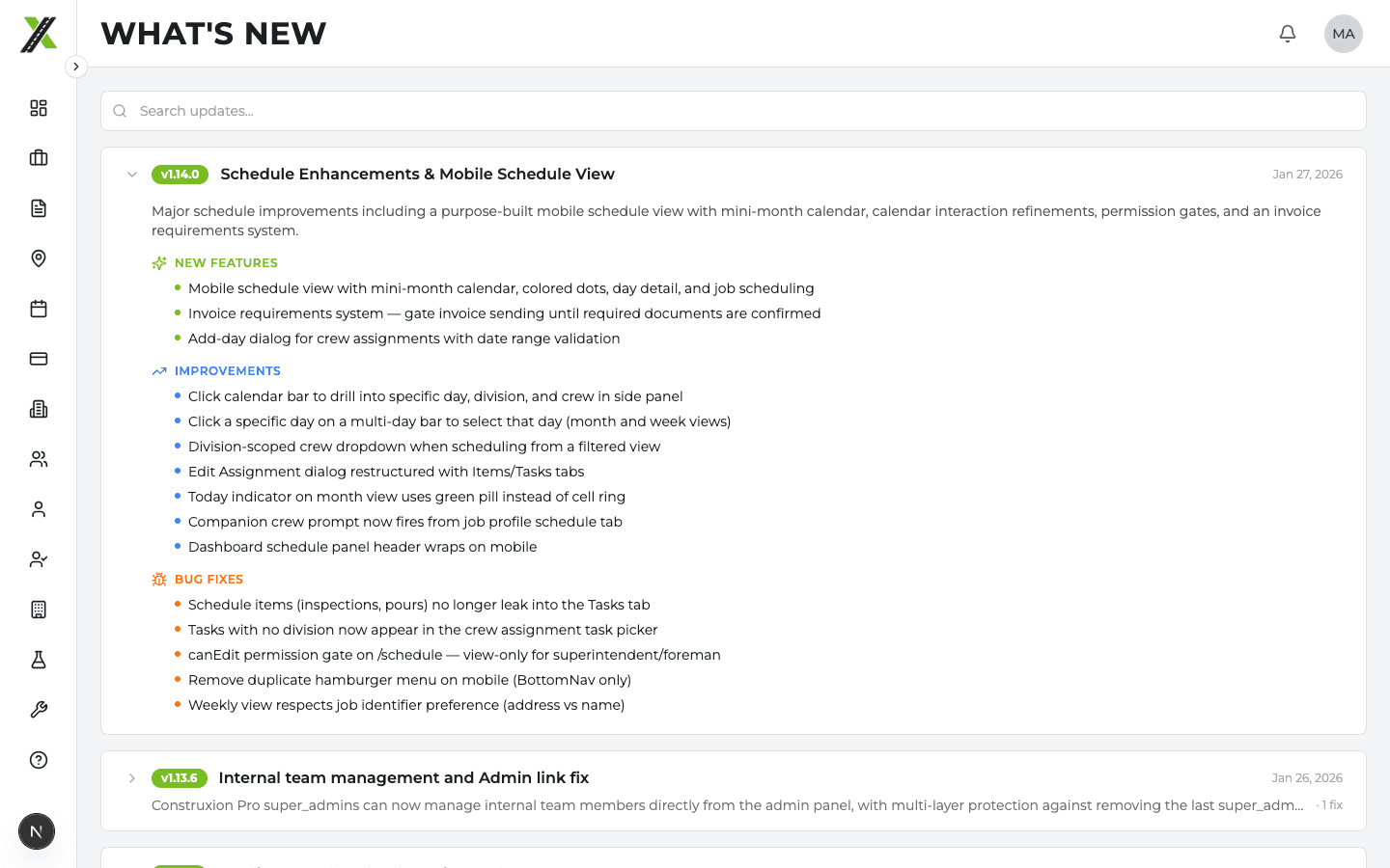 What's New page